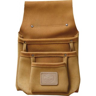 Three Pocket Tan Leather Pouch - C-1602-TAN